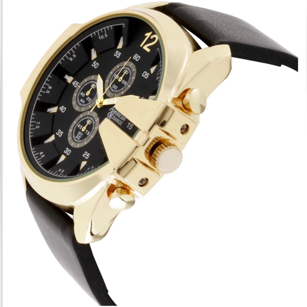 American Exchange Men’s Gold & Black Watch & Bracelet Set NWT - Picture 4 of 9
